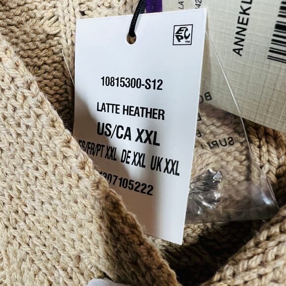 NEW! Anne Klein Cable Knit Caedigan Jewel Button Slub Collegiate Tan - XXL - Picture 4 of 6